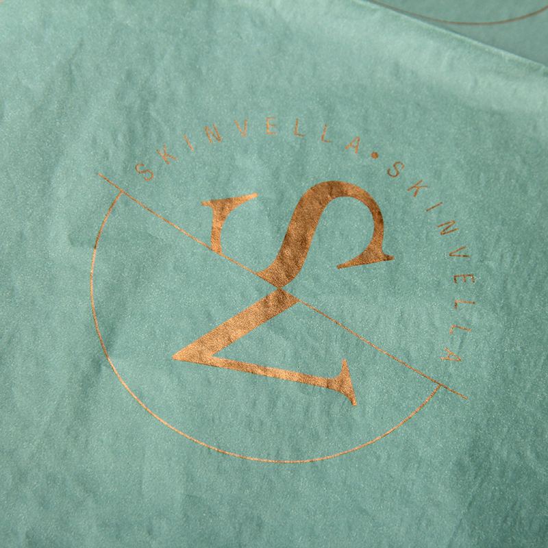 Embalaje de belleza sostenible Papel de seda personalizado con logotipo de lámina de oro rosa