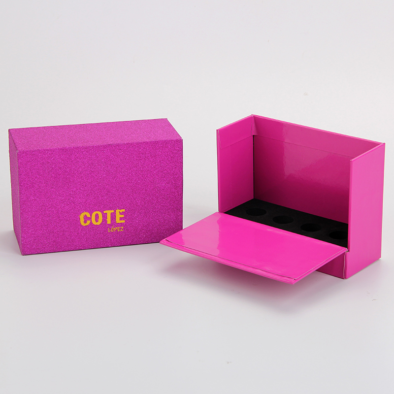 Caja de empaquetado modificada para requisitos particulares lujo del lápiz labial de los cosméticos del rosa del brillo del logotipo del oro