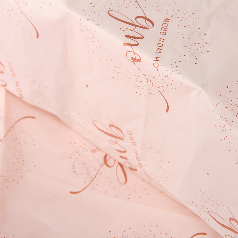 Impresión de logotipo personalizado Embalaje de belleza Papel de seda rosa claro para envolver