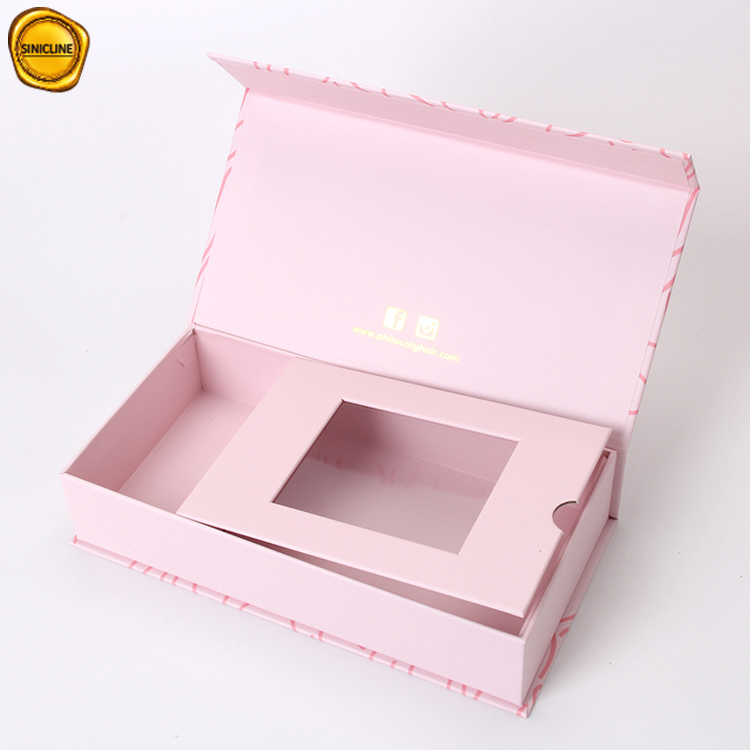 Caja de peluca de color rosa Empaquetado de cabello Cajas de peluca Empaquetado de logotipo personalizado