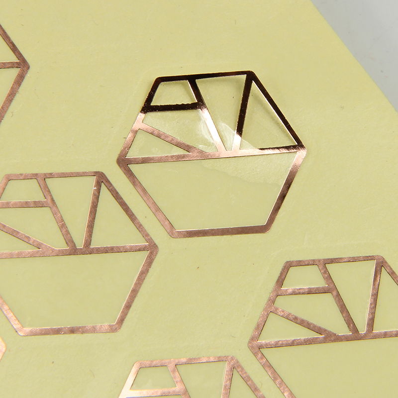 Etiqueta engomada transparente del PVC del logotipo de la hoja de oro de Rose del empaquetado modificado para requisitos particulares del comercio electrónico