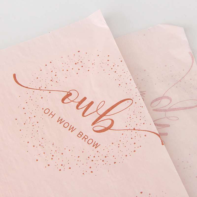 Impresión de logotipo personalizado Embalaje de belleza Papel de seda rosa claro para envolver