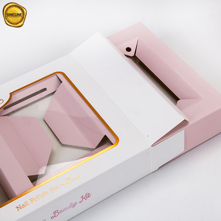Caja de embalaje de esmalte de uñas de ventana de exhibición de papel impreso personalizado ecológico