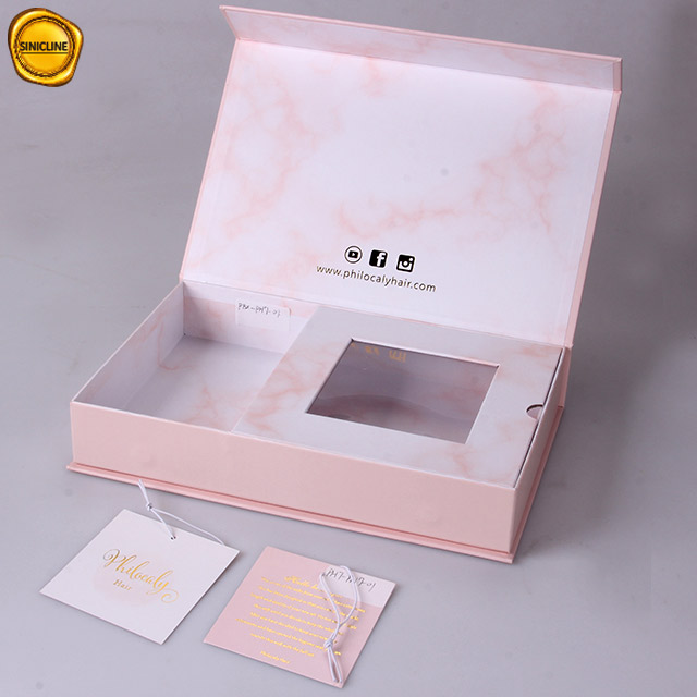 Caja de peluca de color rosa Empaquetado de cabello Cajas de peluca Empaquetado de logotipo personalizado