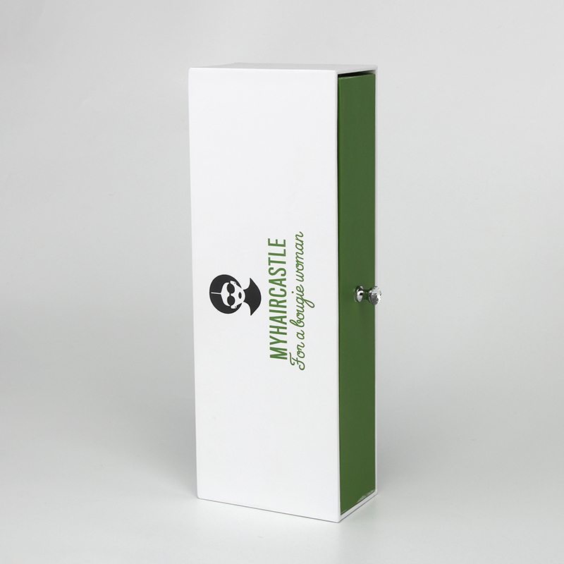 Caja blanca Cajas de embalaje de cabello con logotipo verde Paquete de logotipo personalizado Cajas de cabello personalizadas