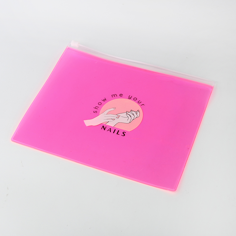 Bolso de empaquetado de los cosméticos de las uñas del Ziplock del PVC del rosa transparente de encargo