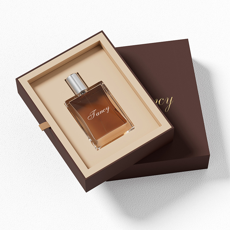 Cajas de perfume de botella de vidrio de espuma EVA de estilo magnético de cajón de lujo marrón 30ML 50ML
