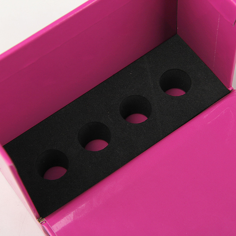 Caja de empaquetado modificada para requisitos particulares lujo del lápiz labial de los cosméticos del rosa del brillo del logotipo del oro