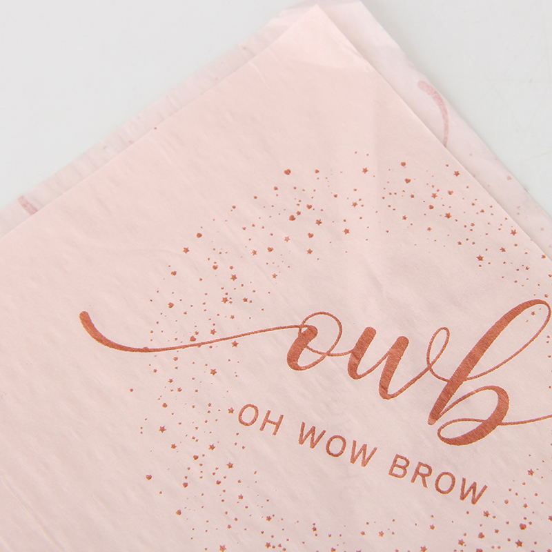 Impresión de logotipo personalizado Embalaje de belleza Papel de seda rosa claro para envolver