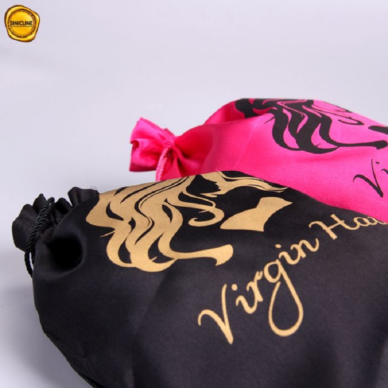 Bolsa de seda rosa con logotipo personalizado para pelucas Bolsas para pelucas personalizadas