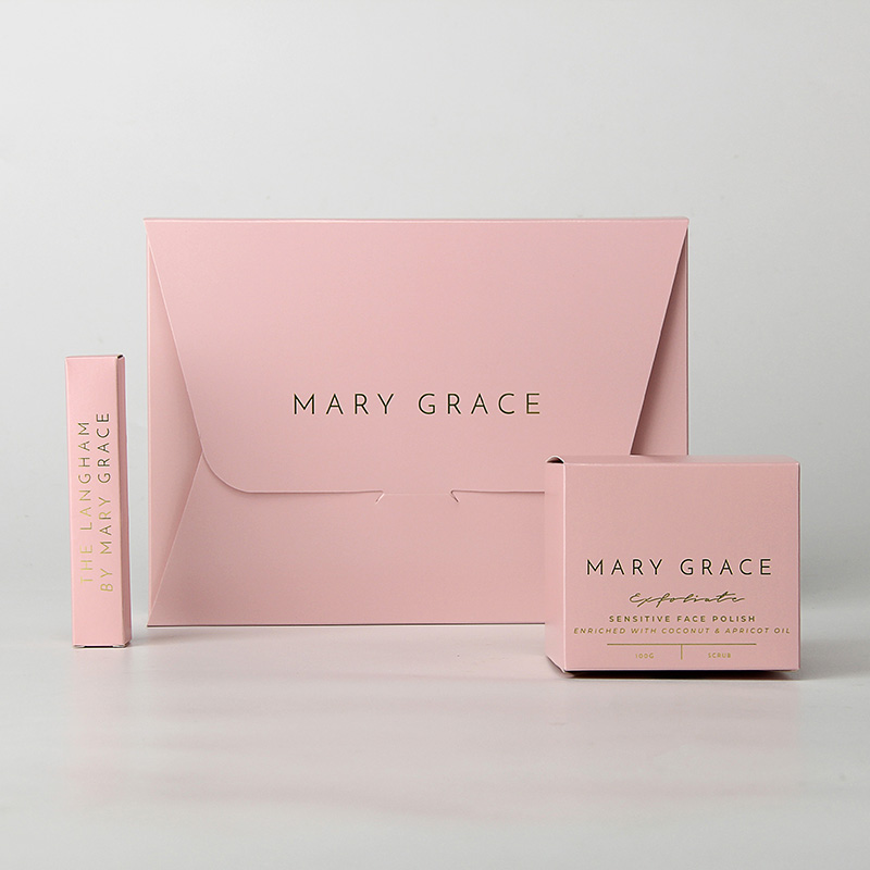 Cajas de embalaje para el cuidado de la piel de las mujeres de papel plegable rosa con logotipo personalizado 