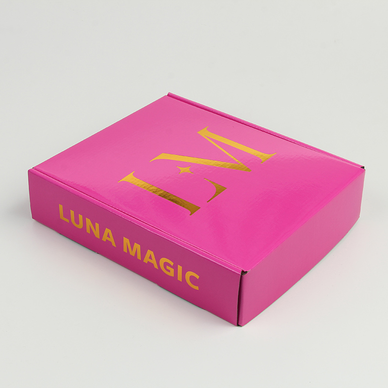 Caja de envío de marca de belleza de color rosa brillante con diseño personalizado reciclable