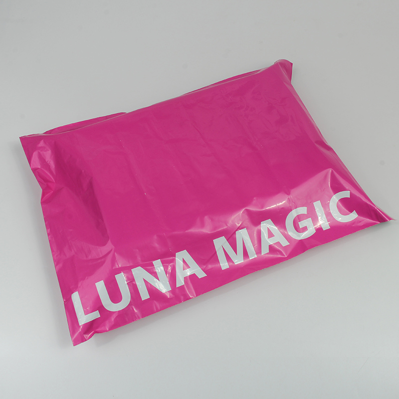 Bolsa de plástico para embalaje de cosméticos autoadhesiva rosa fuerte personalizada